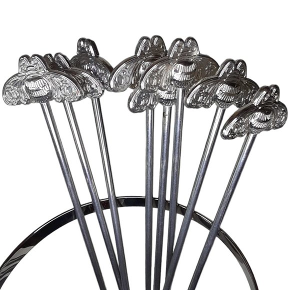 Other - Moth Butterfly Swizzle Sticks Silver Cocktail Stirrer